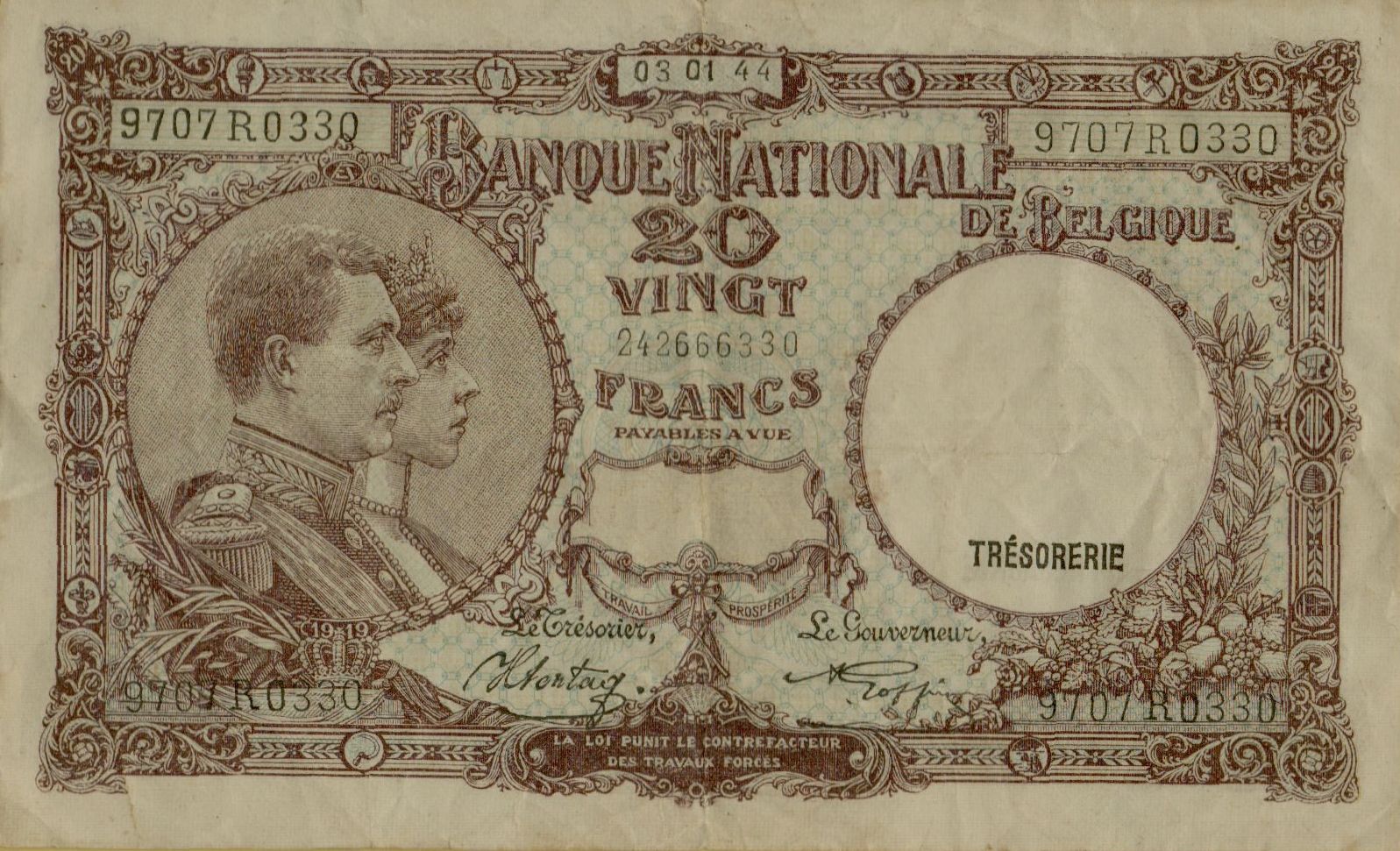 Belgium 20 1944 XF P-111/4